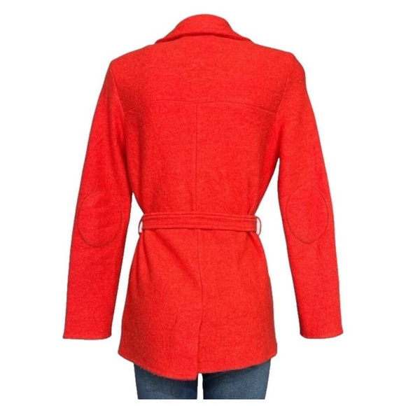 Sparrow Anthropologie 100% Wool Wrap Jacket Belted Cardigan Coatigan OrangeRed M - Picture 8 of 15
